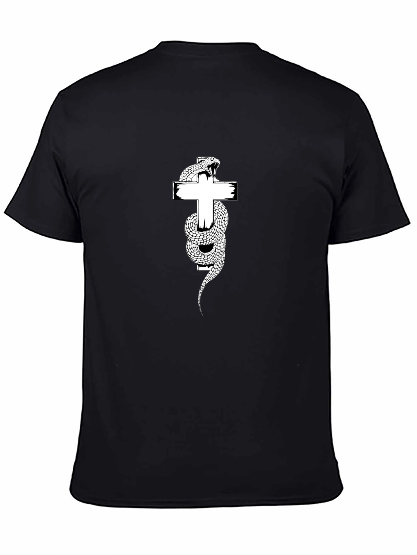 Snake Wrapped Around Cross Graphic T-Shirt