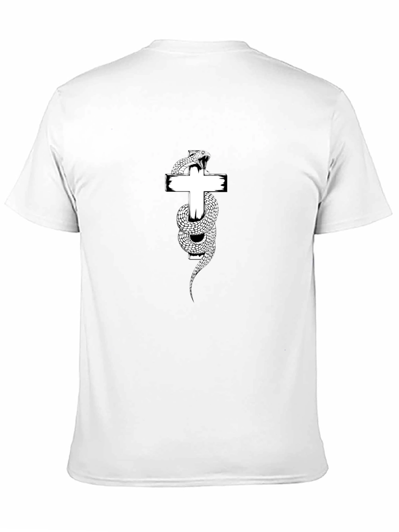 Snake Wrapped Around Cross Graphic T-Shirt
