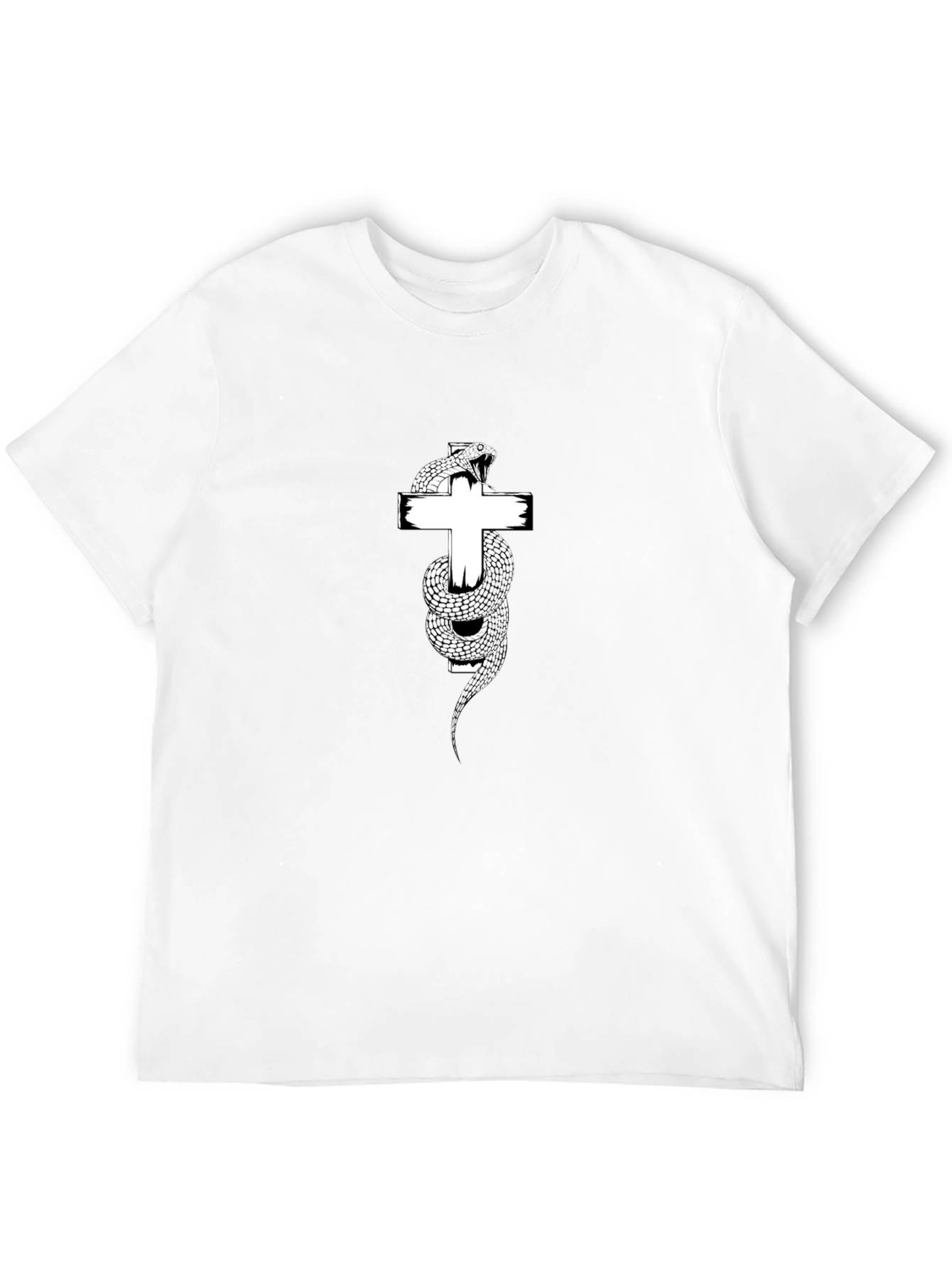 Snake Wrapped Around Cross Graphic T-Shirt