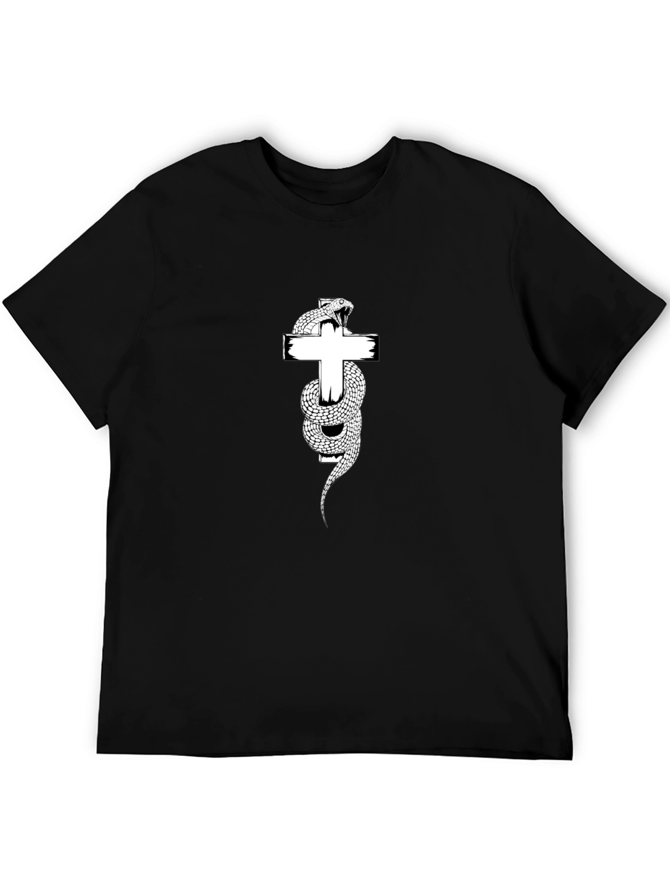 Snake Wrapped Around Cross Graphic T-Shirt