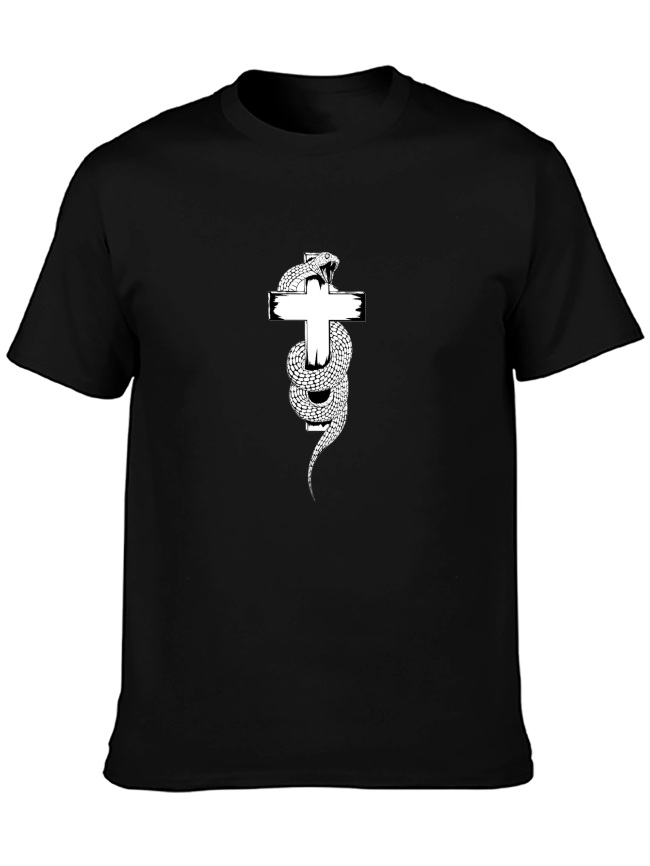 Snake Wrapped Around Cross Graphic T-Shirt