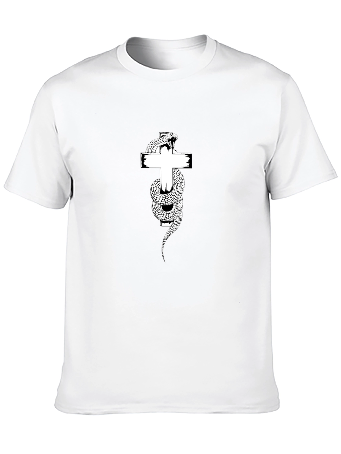 Snake Wrapped Around Cross Graphic T-Shirt