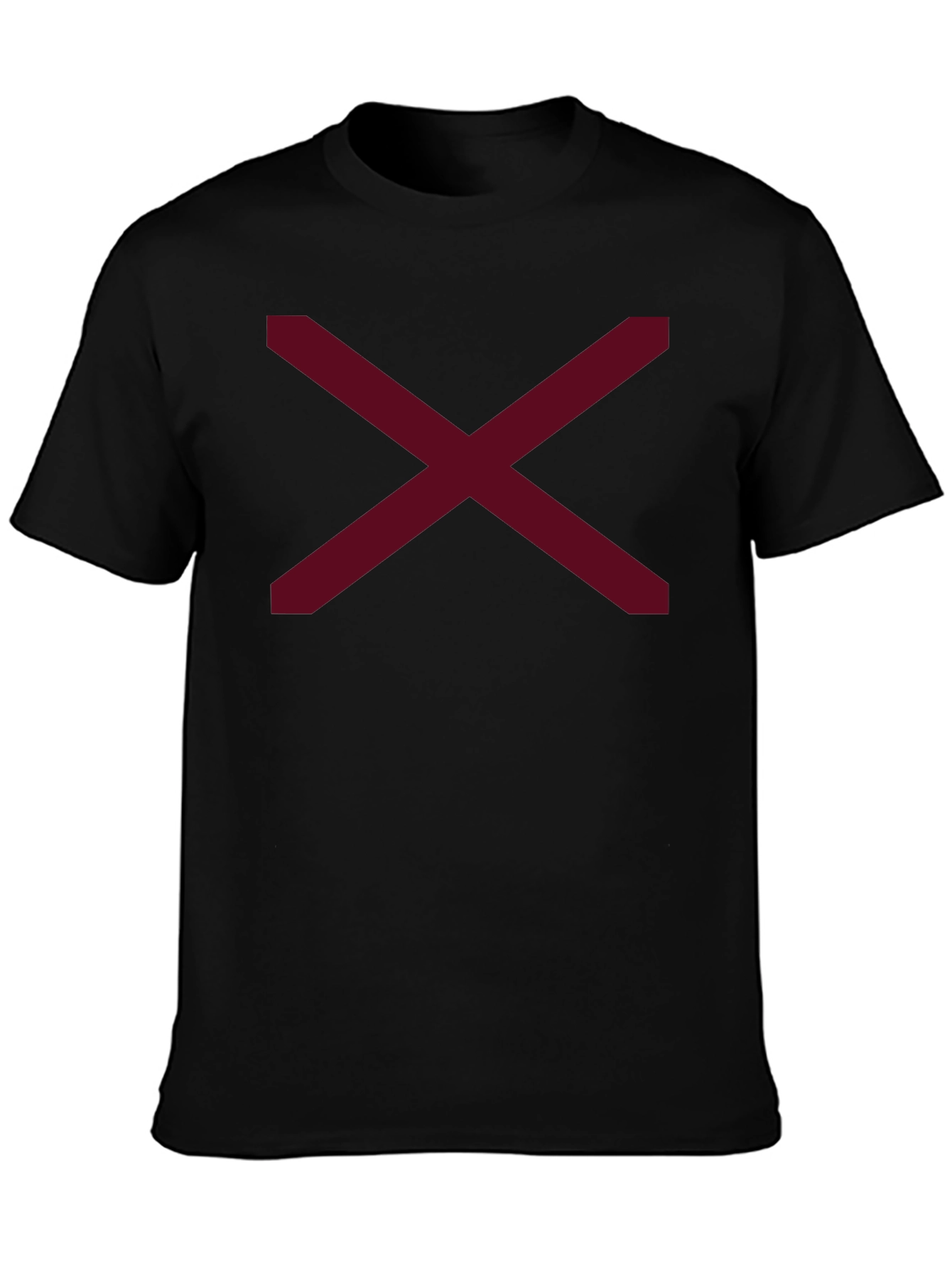Minimalist Maroon X Graphic Black T-Shirt