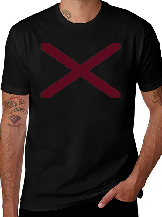 Minimalist Maroon X Graphic Black T-Shirt