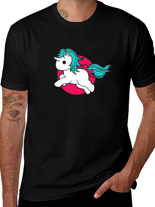 Unicorn Graphic Tee - Mens Black Cotton T-Shirt
