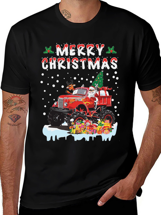 Merry Christmas Monster Truck T-Shirt Santa Claus