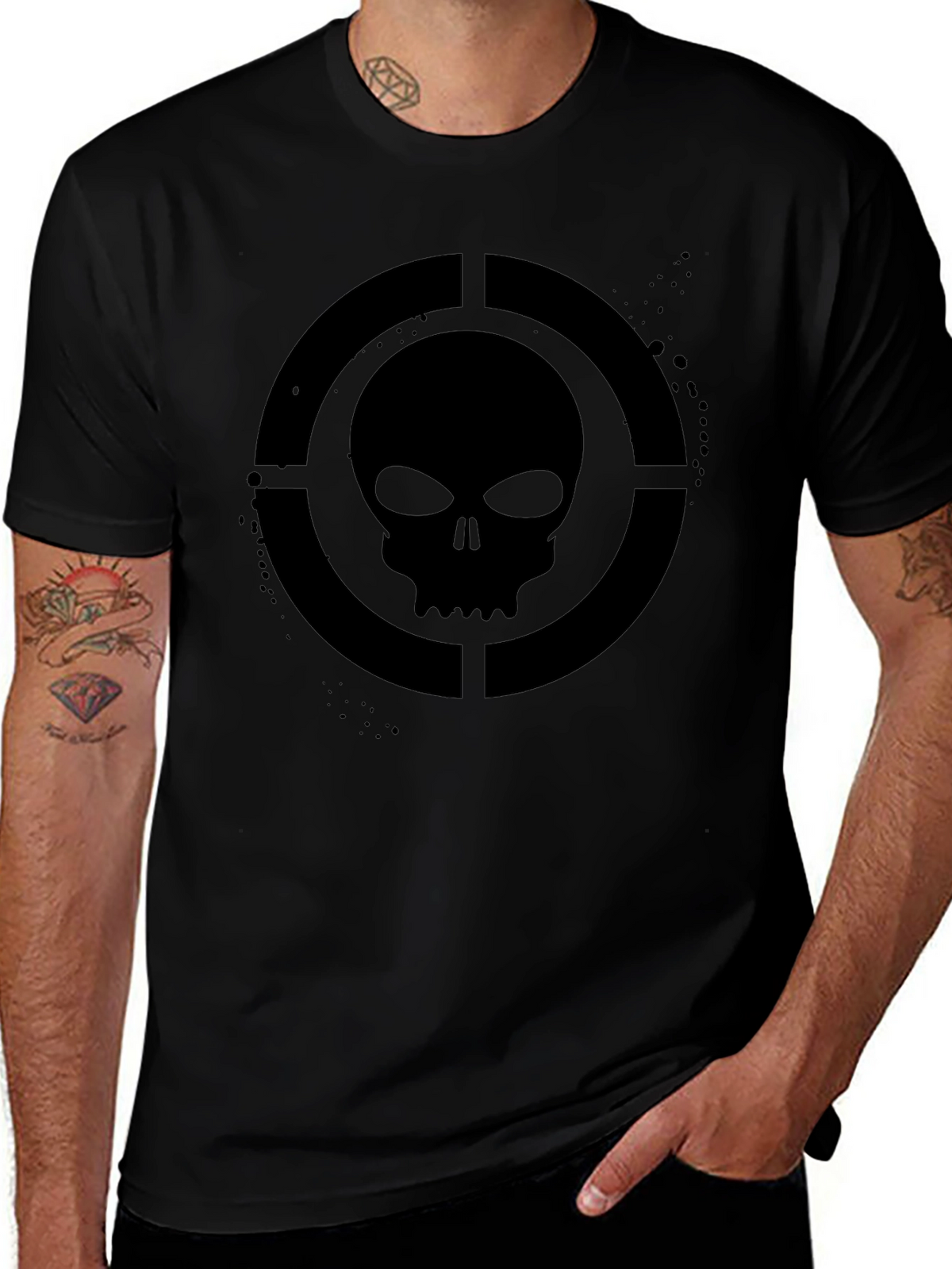 Skull Target Graphic T-Shirt - Mens Black Tee