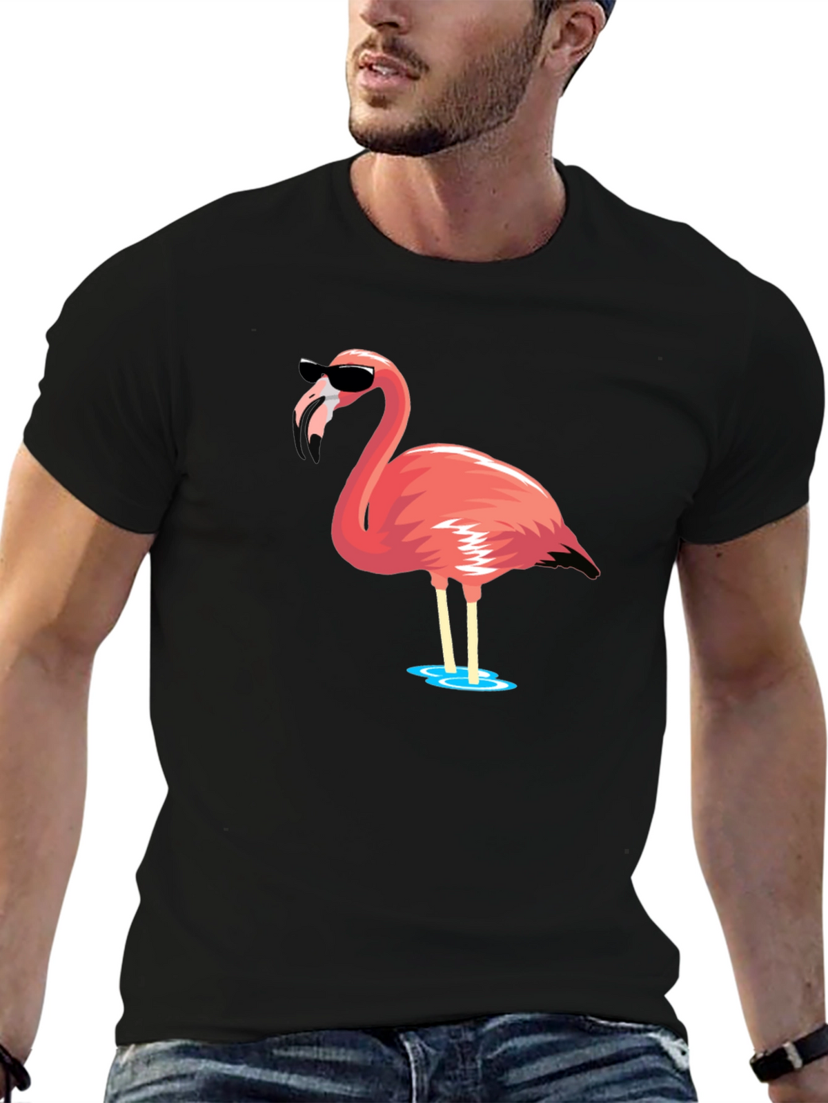 Cool Flamingo Graphic Tee - Black