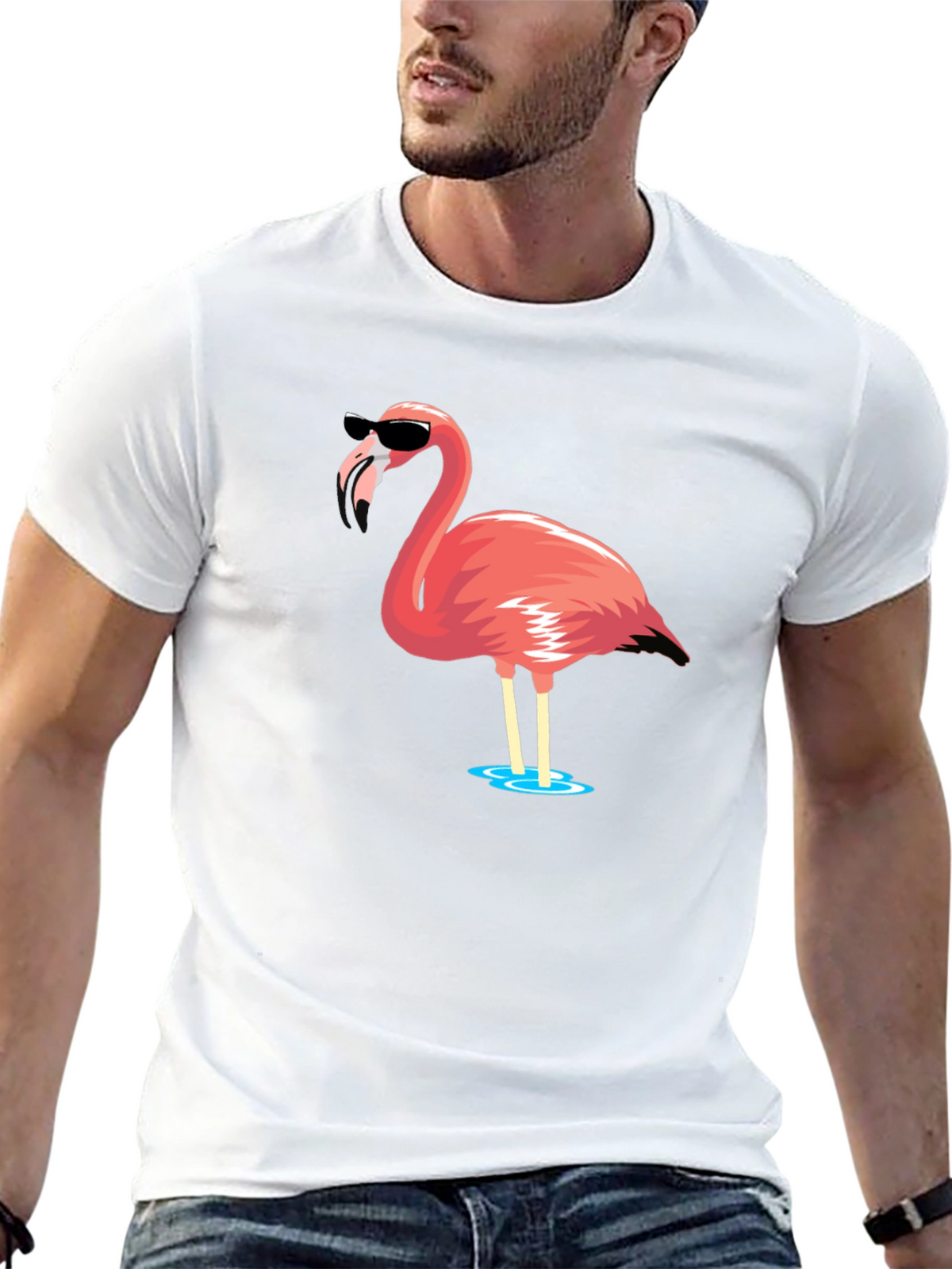 Cool Flamingo Graphic Tee - Black