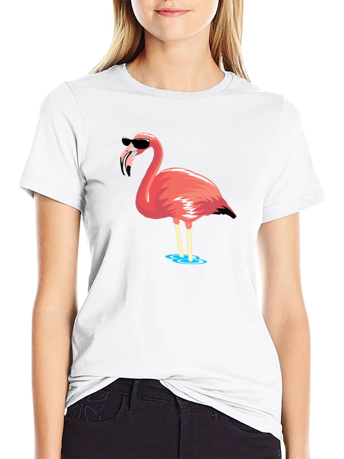 Cool Flamingo Graphic Tee - Black