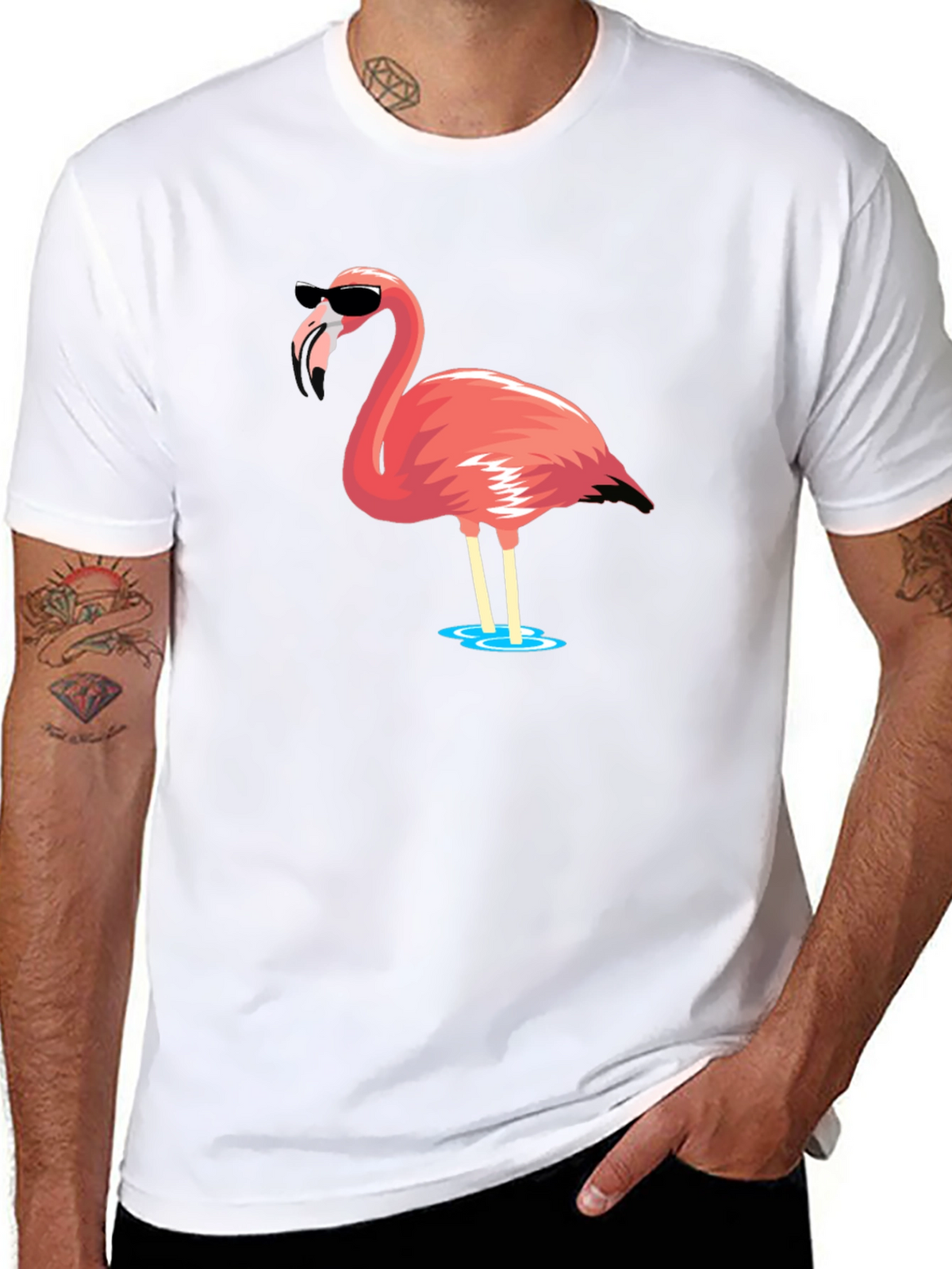 Cool Flamingo Graphic Tee - Black