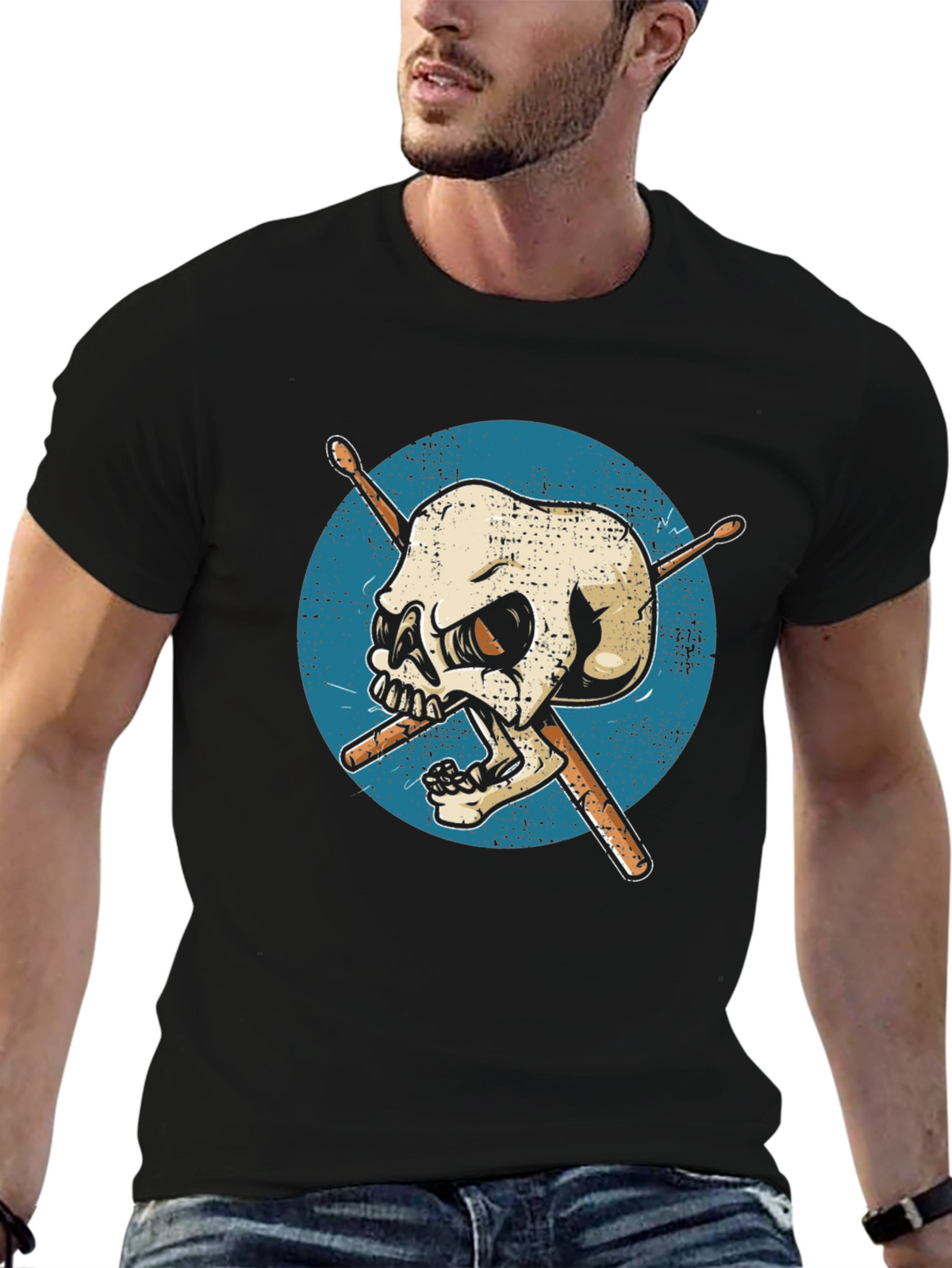Skull Drummer T-Shirt - Graphic Tee