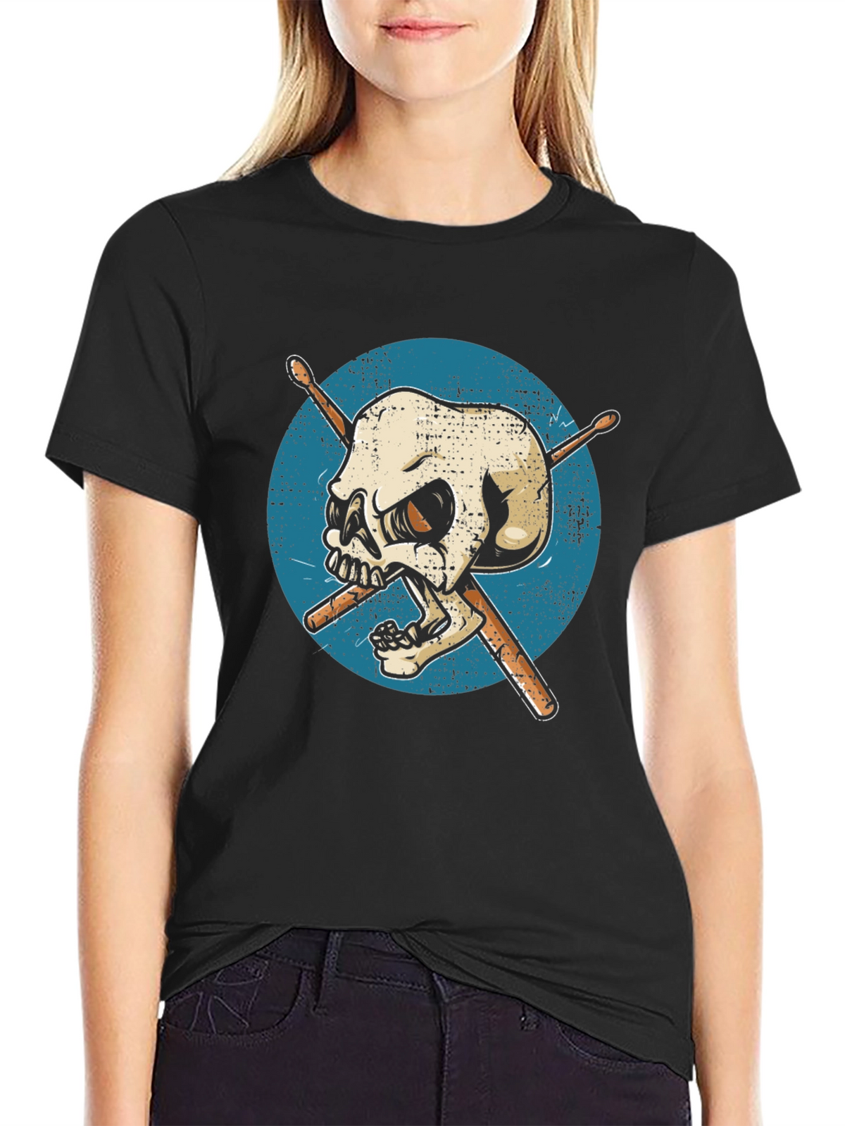Skull Drummer T-Shirt - Graphic Tee