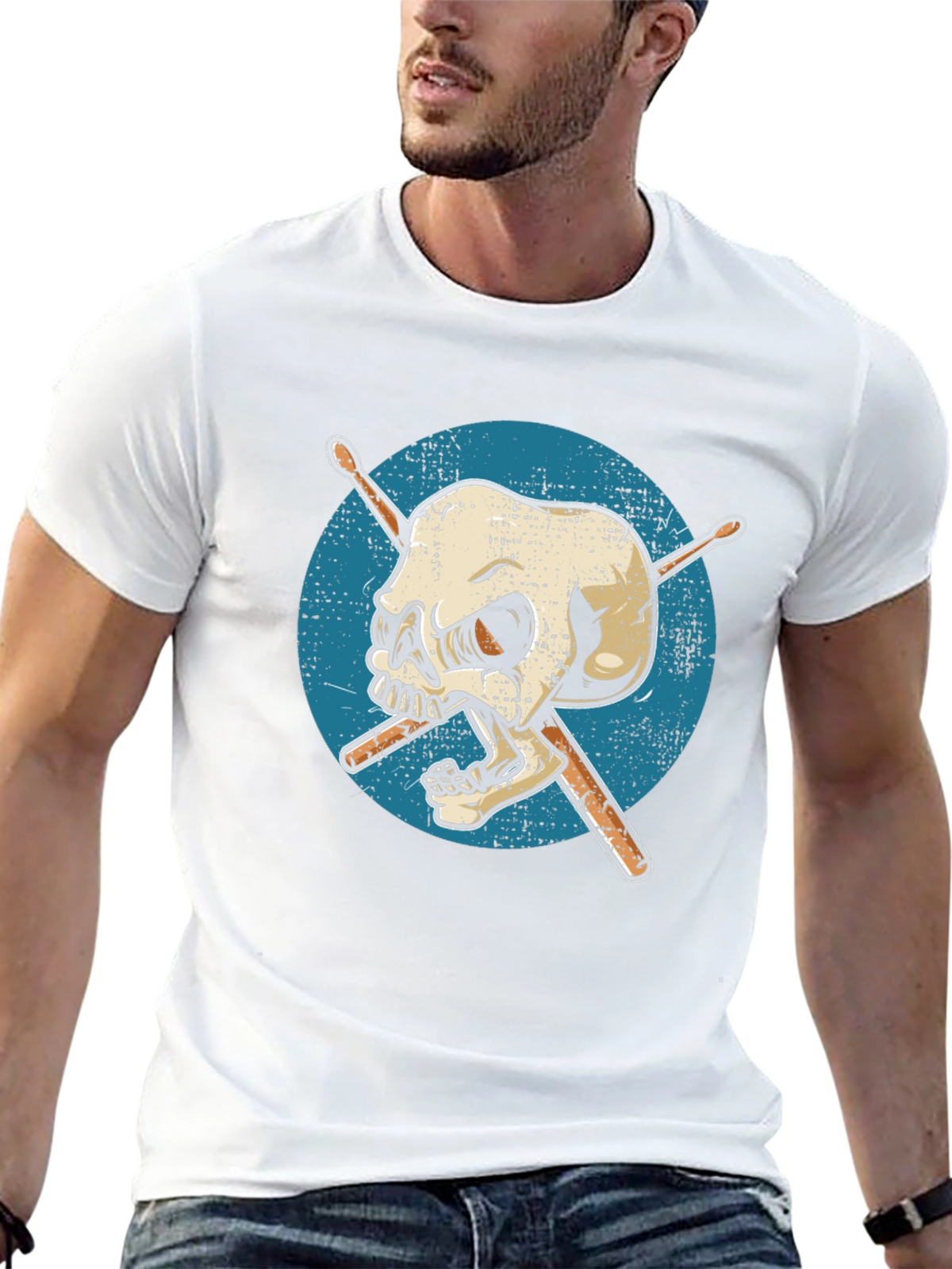 Skull Drummer T-Shirt - Graphic Tee