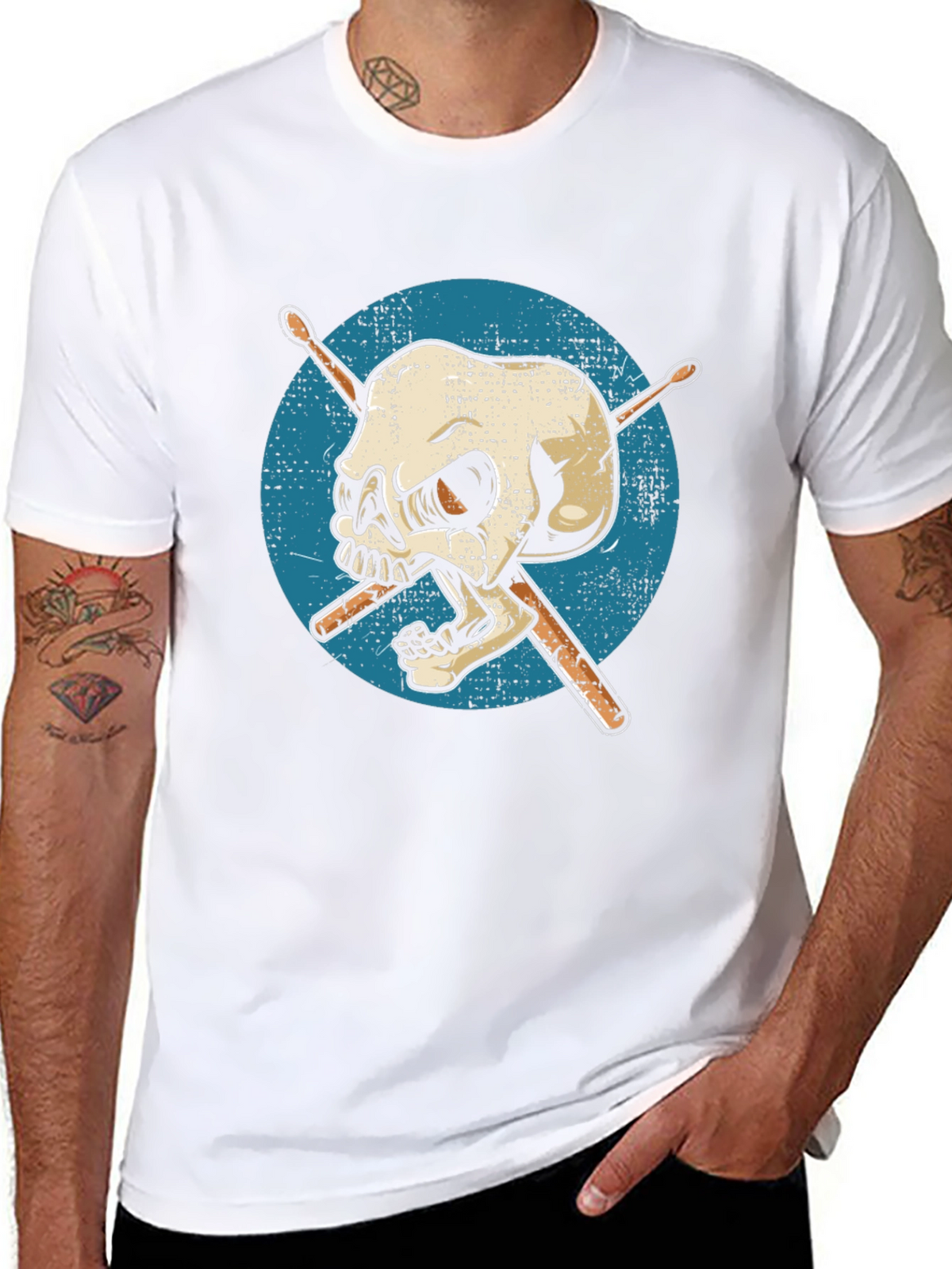 Skull Drummer T-Shirt - Graphic Tee