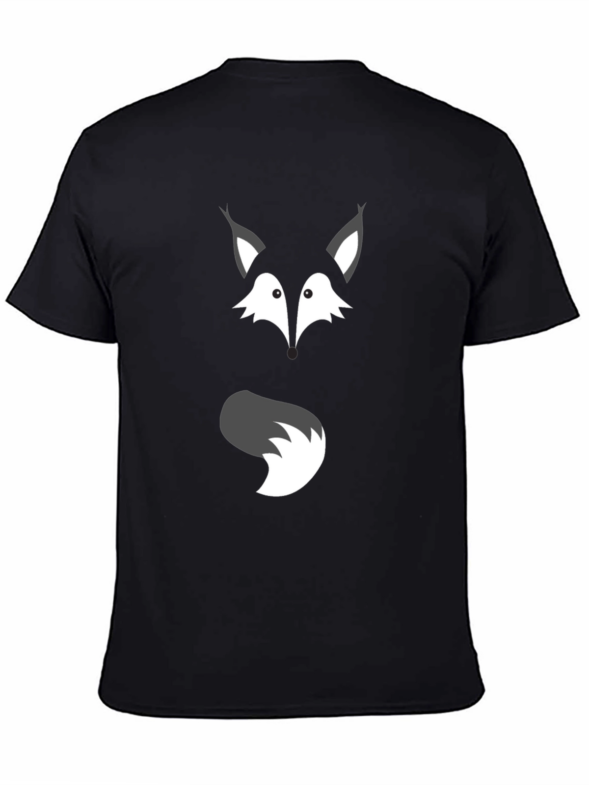 Fox Face & Tail Graphic Black T-Shirt