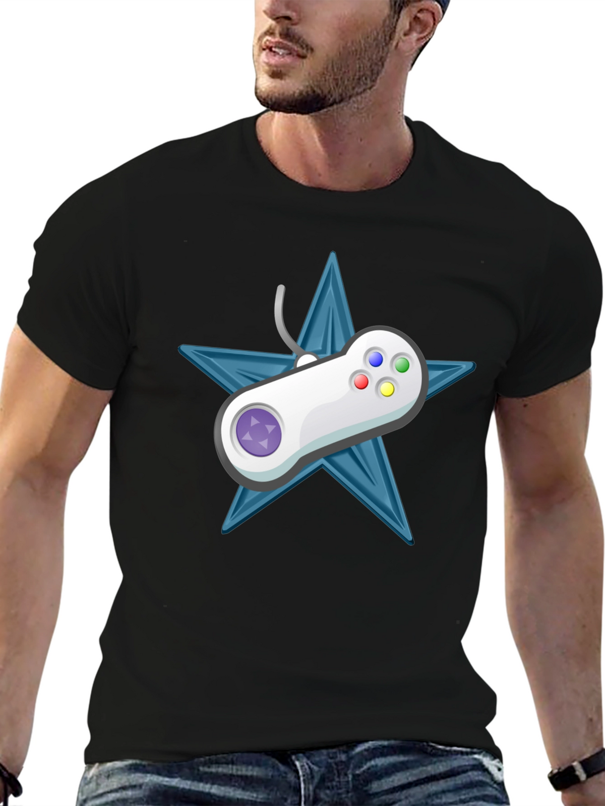 Retro Gamer Tee: Starry Controller Design