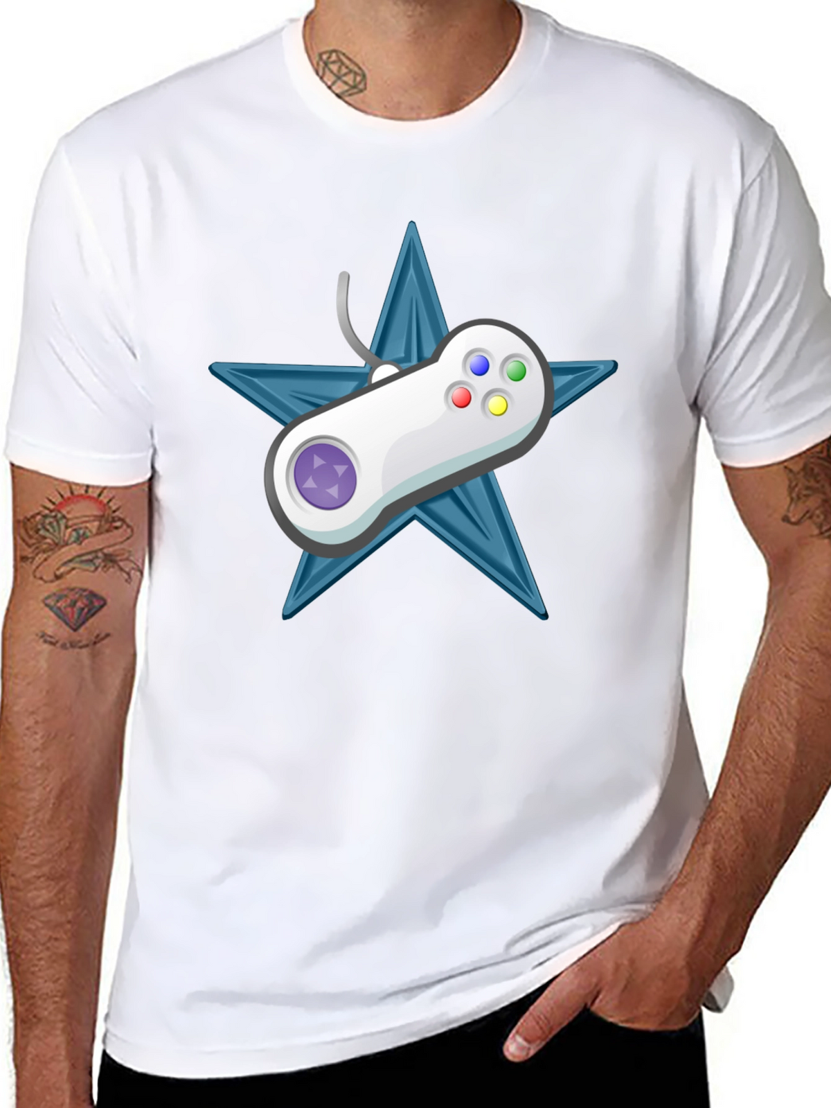Retro Gamer Tee: Starry Controller Design
