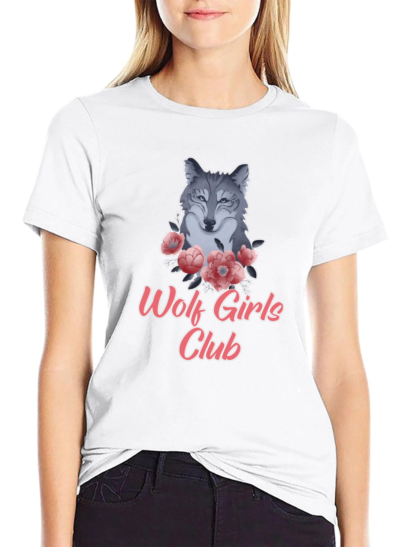 Wolf Girls Club Graphic Tee - Black Cotton T-Shirt