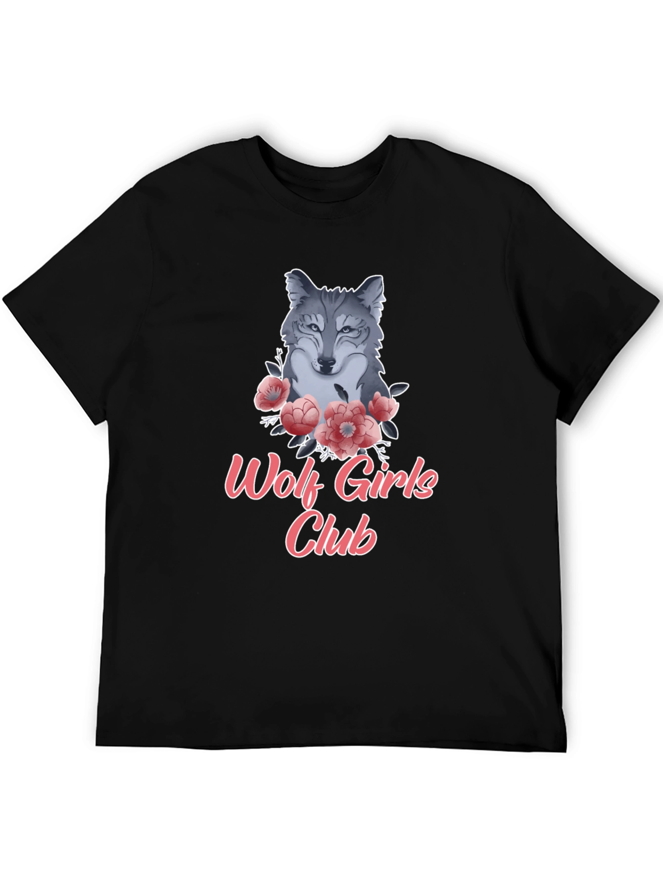 Wolf Girls Club Graphic Tee - Black Cotton T-Shirt