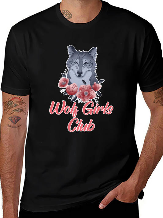 Wolf Girls Club Graphic Tee - Black Cotton T-Shirt