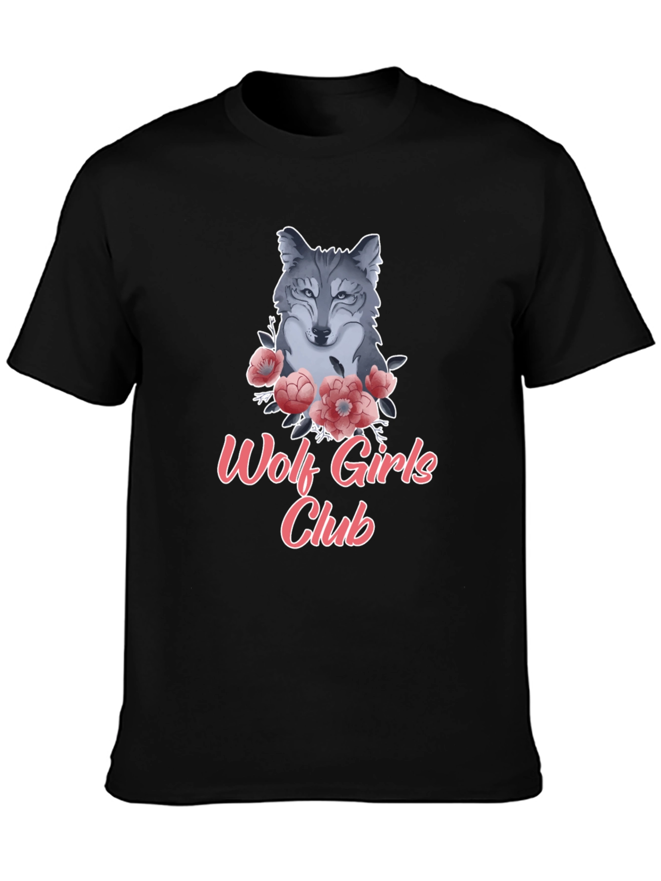 Wolf Girls Club Graphic Tee - Black Cotton T-Shirt