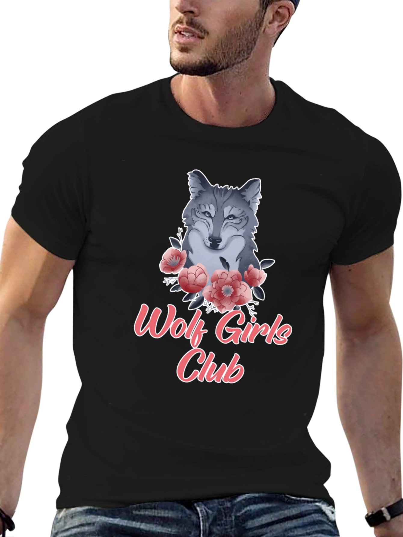 Wolf Girls Club Graphic Tee - Black Cotton T-Shirt