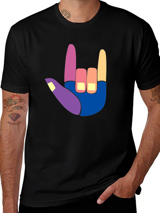 I Love You Hand Sign T-Shirt - Black Casual Tee
