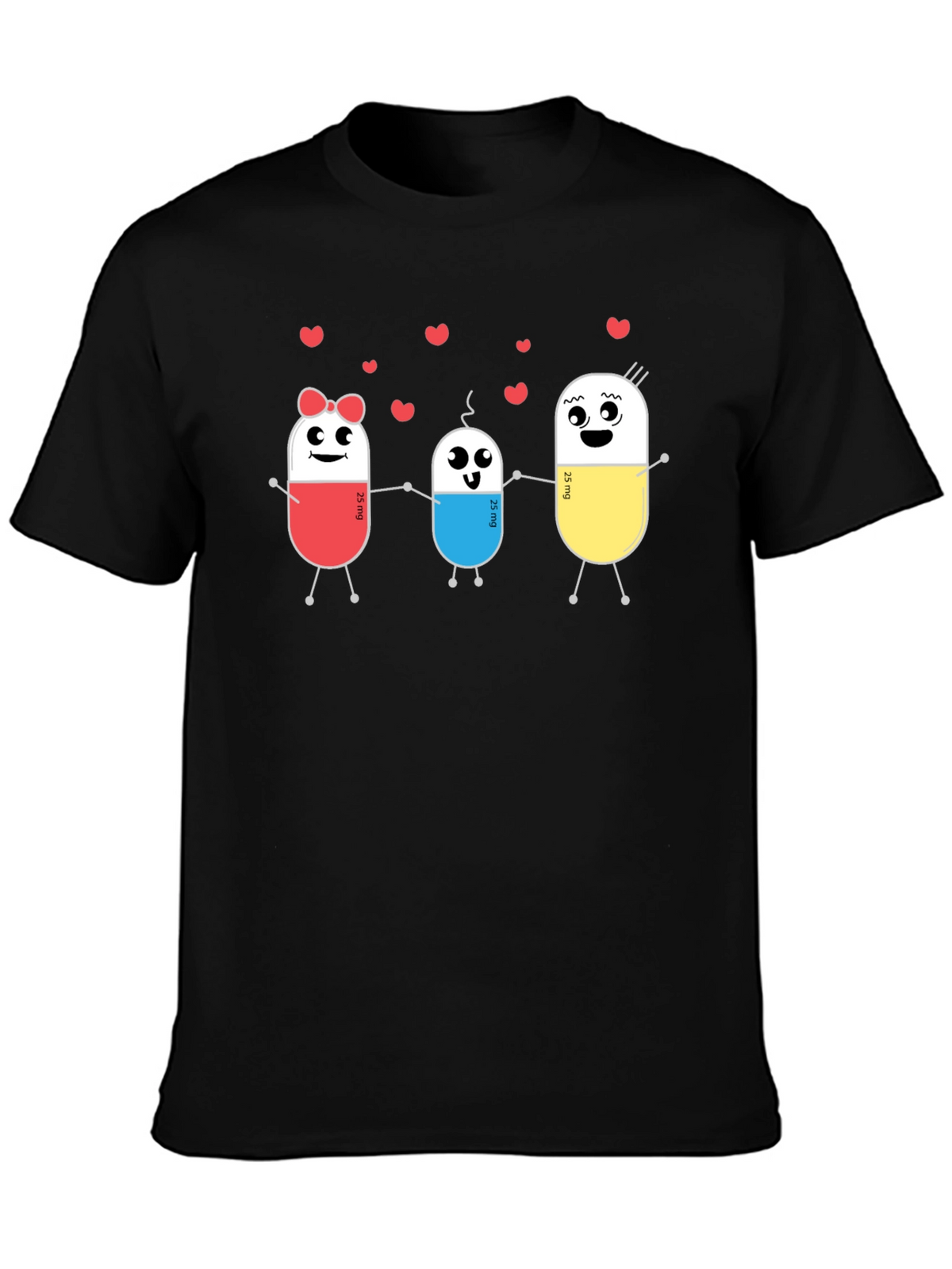Cute Pill Family Black T-Shirt