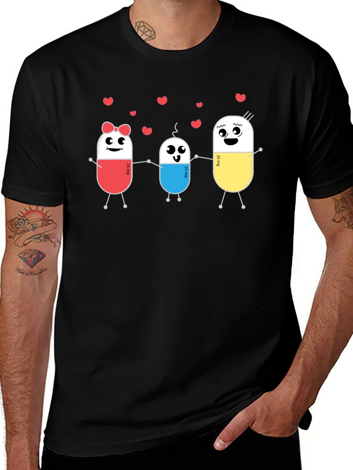 Cute Pill Family Black T-Shirt