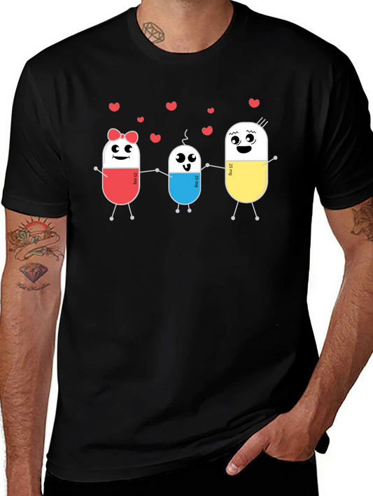 Cute Pill Family Black T-Shirt