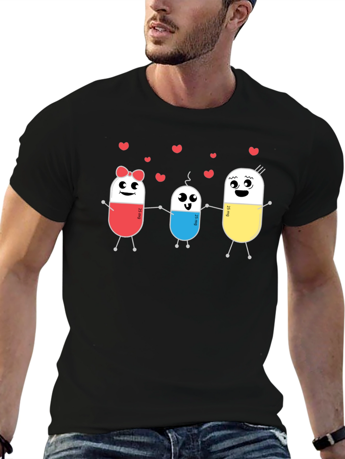 Cute Pill Family Black T-Shirt