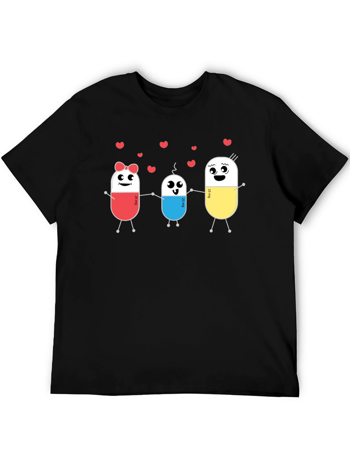 Cute Pill Family Black T-Shirt