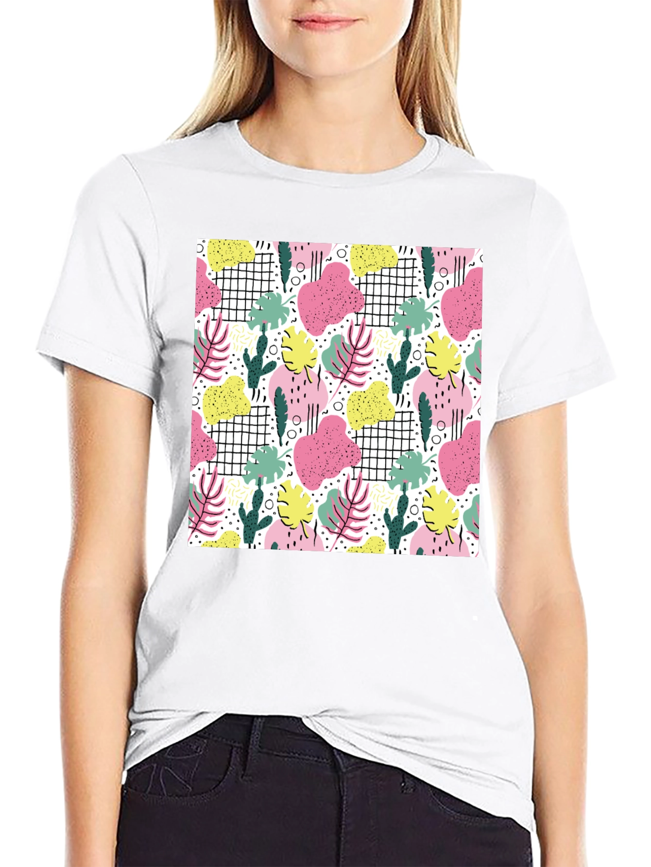 Tropical Print Black T-Shirt