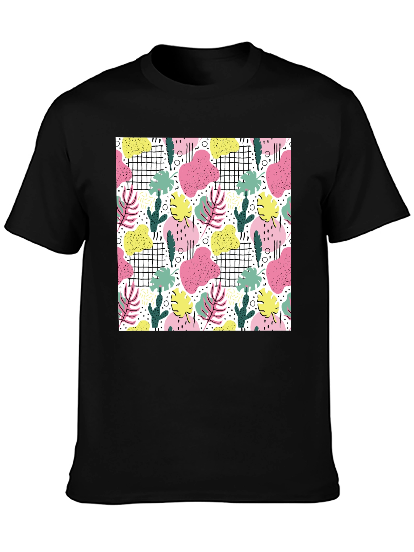 Tropical Print Black T-Shirt