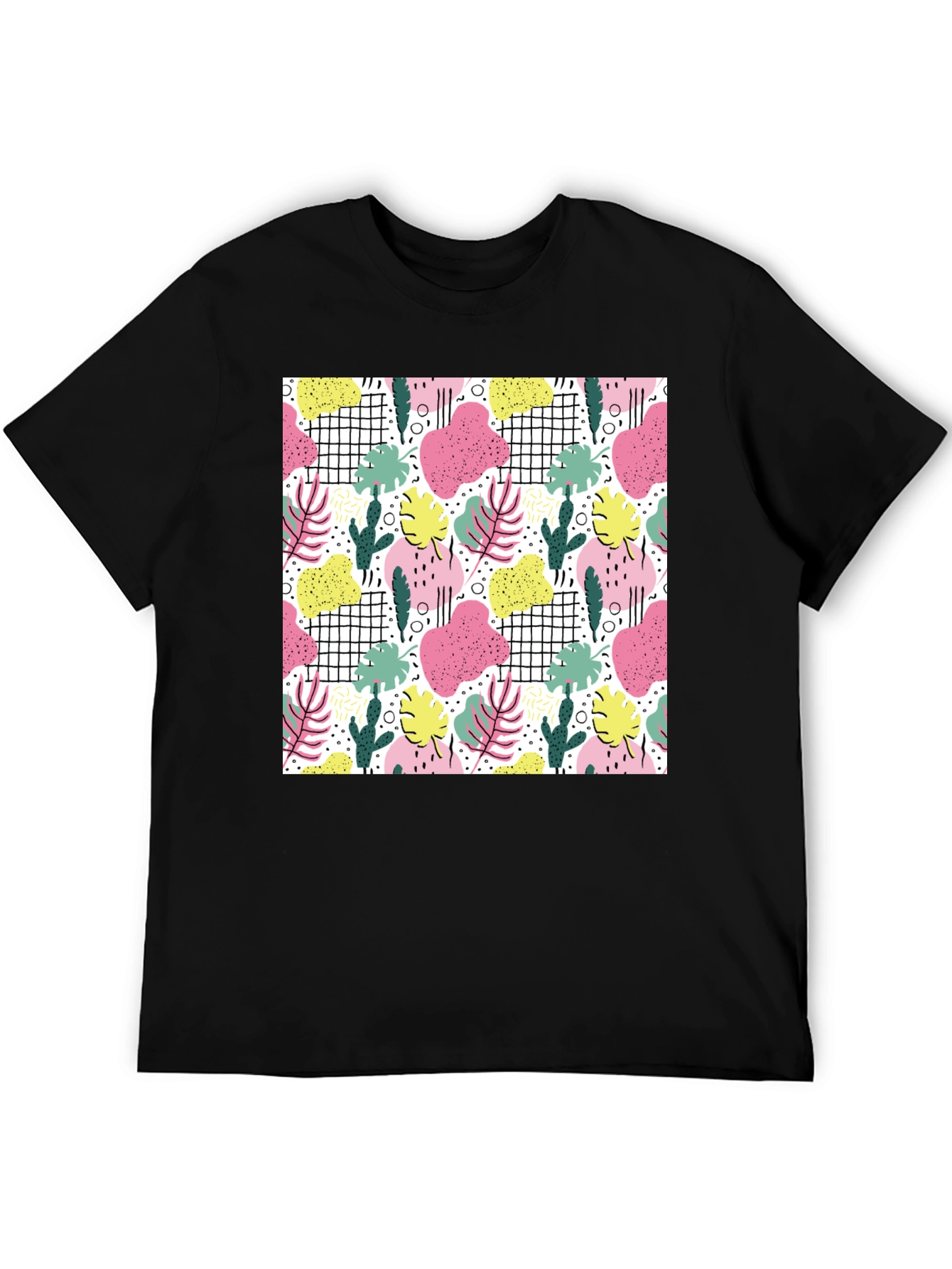 Tropical Print Black T-Shirt