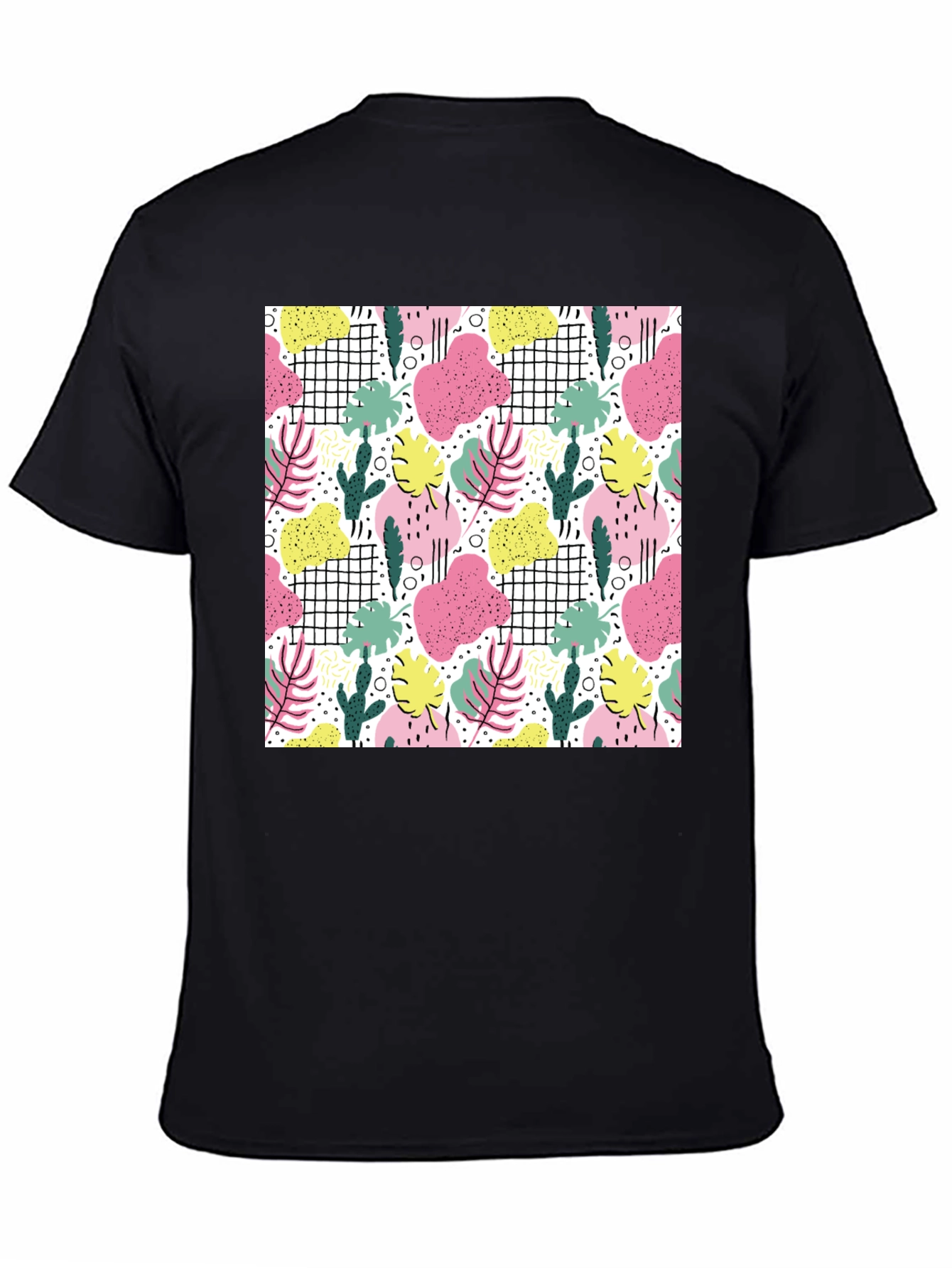 Tropical Print Black T-Shirt