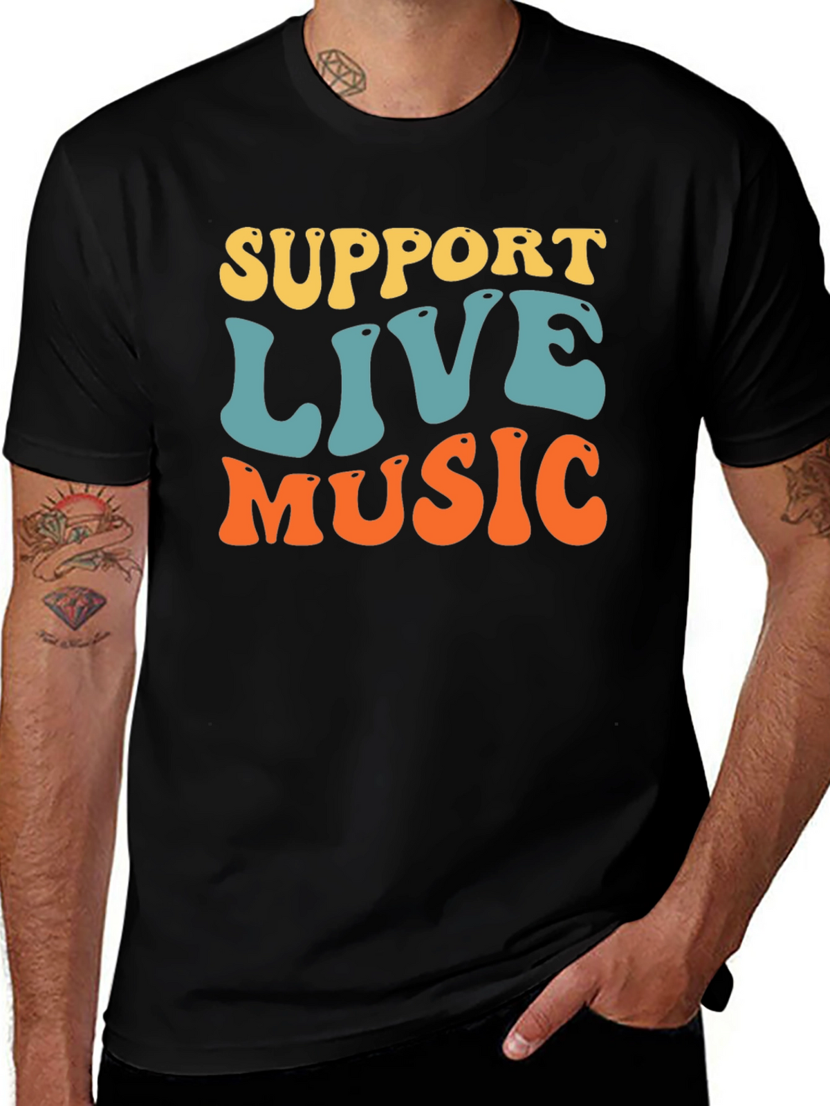 Support Live Music Graphic Tee - Retro Style