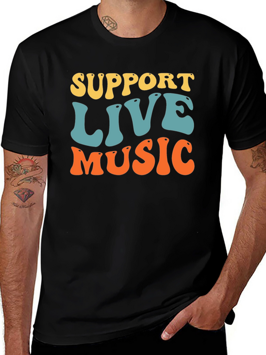 Support Live Music Graphic Tee - Retro Style