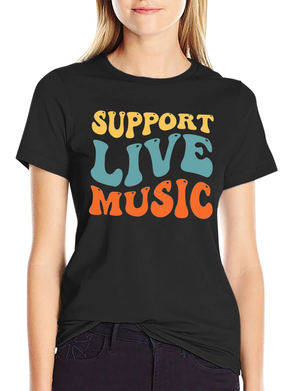 Support Live Music Graphic Tee - Retro Style
