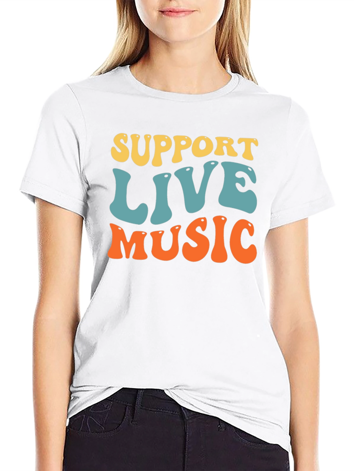 Support Live Music Graphic Tee - Retro Style