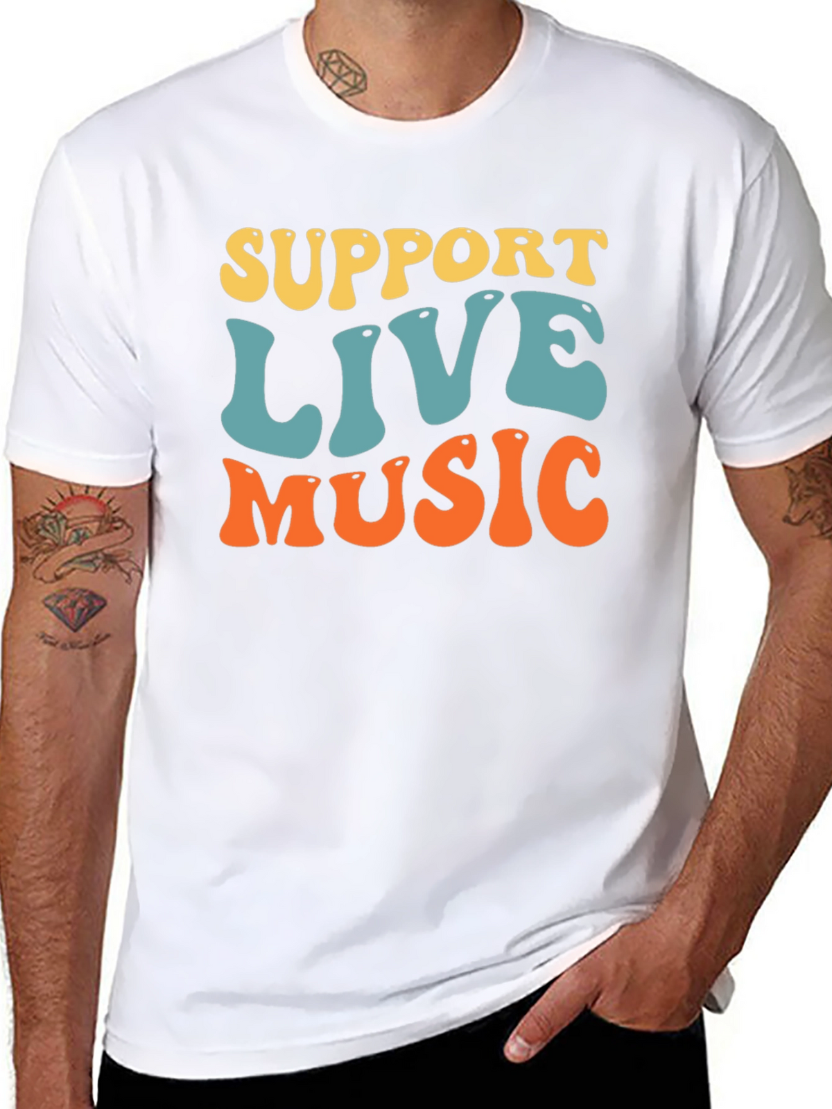 Support Live Music Graphic Tee - Retro Style