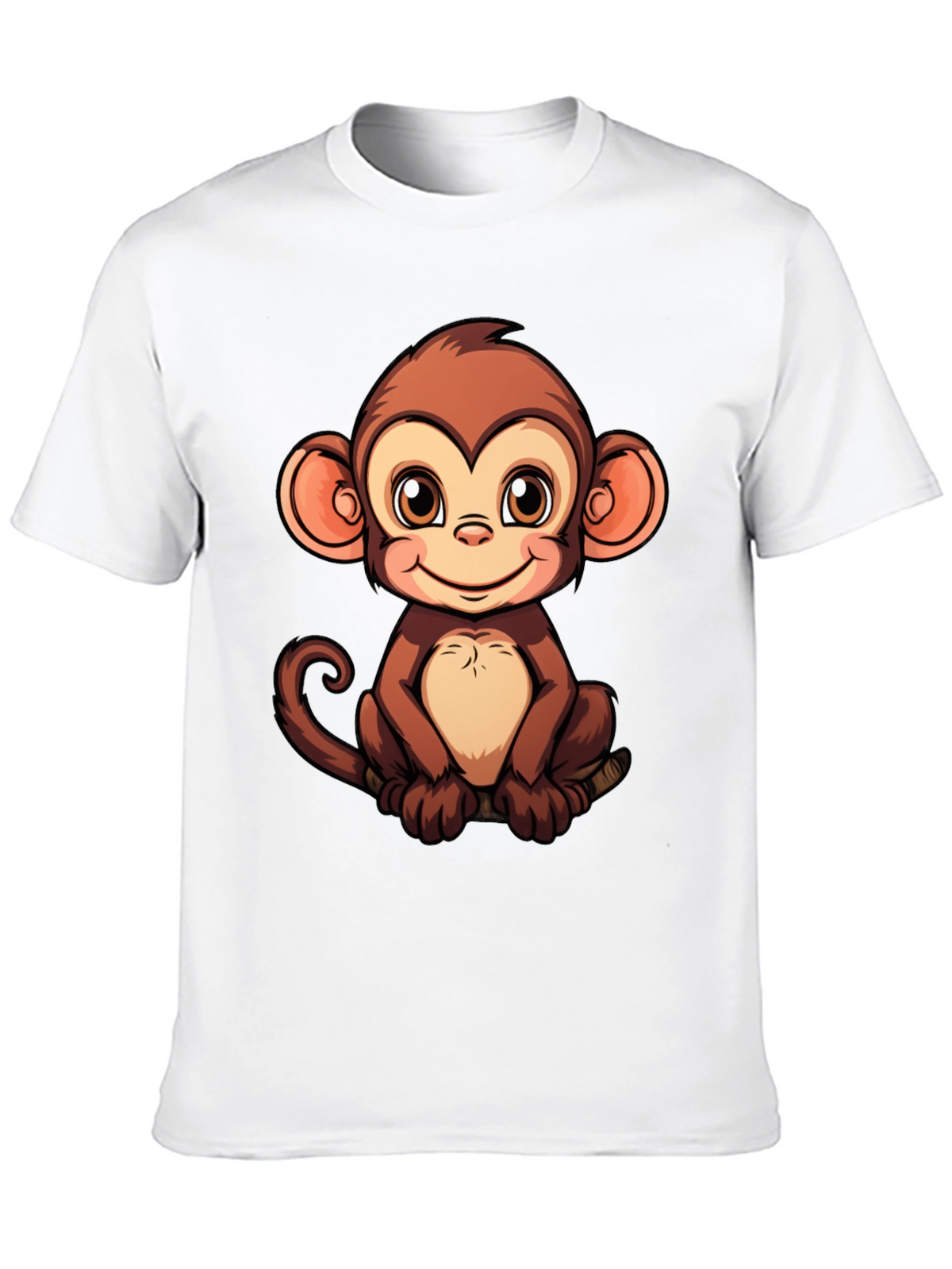 Cute Monkey Graphic Print Black T-Shirt