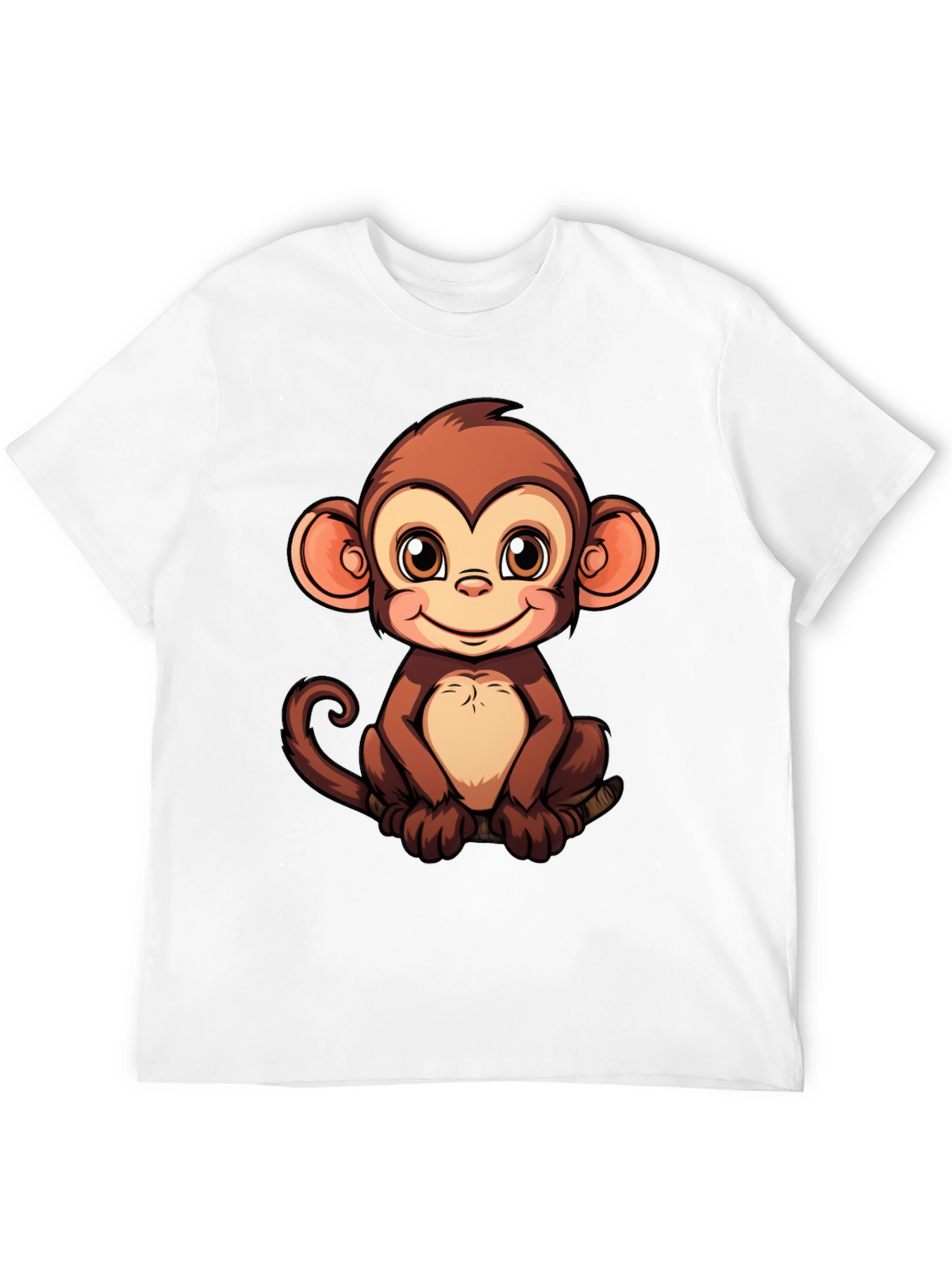 Cute Monkey Graphic Print Black T-Shirt