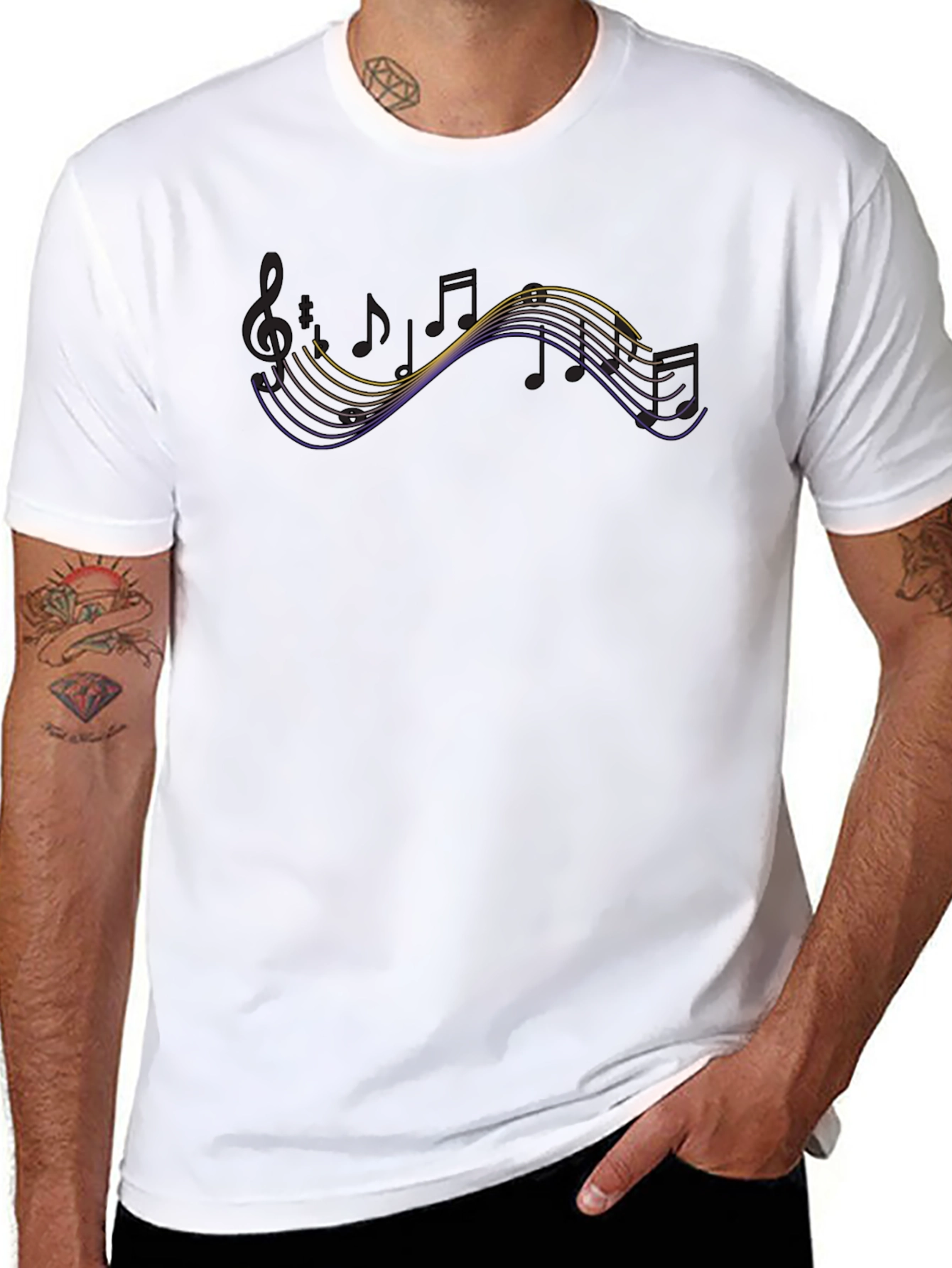 Musical Note Graphic Black T-Shirt