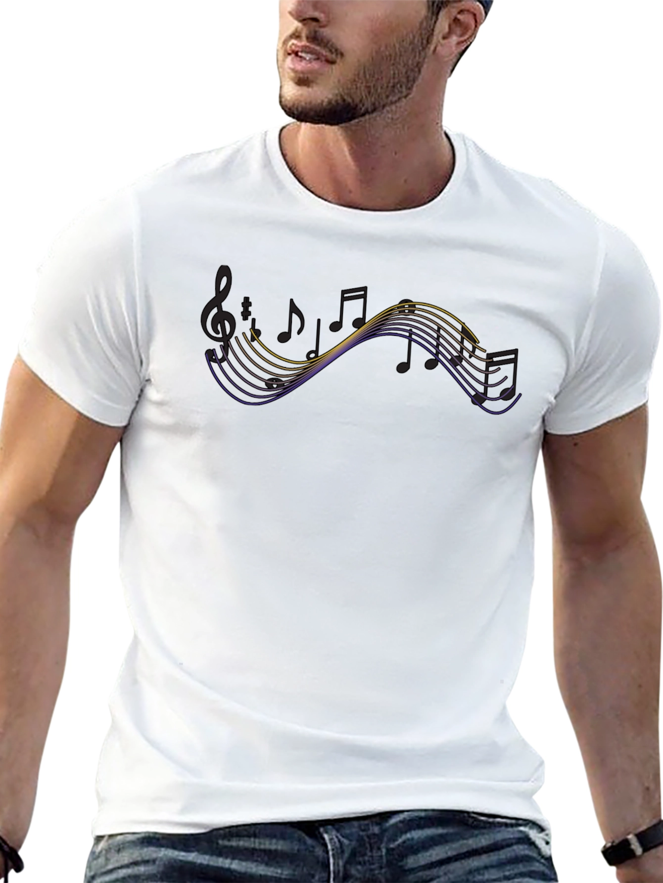 Musical Note Graphic Black T-Shirt