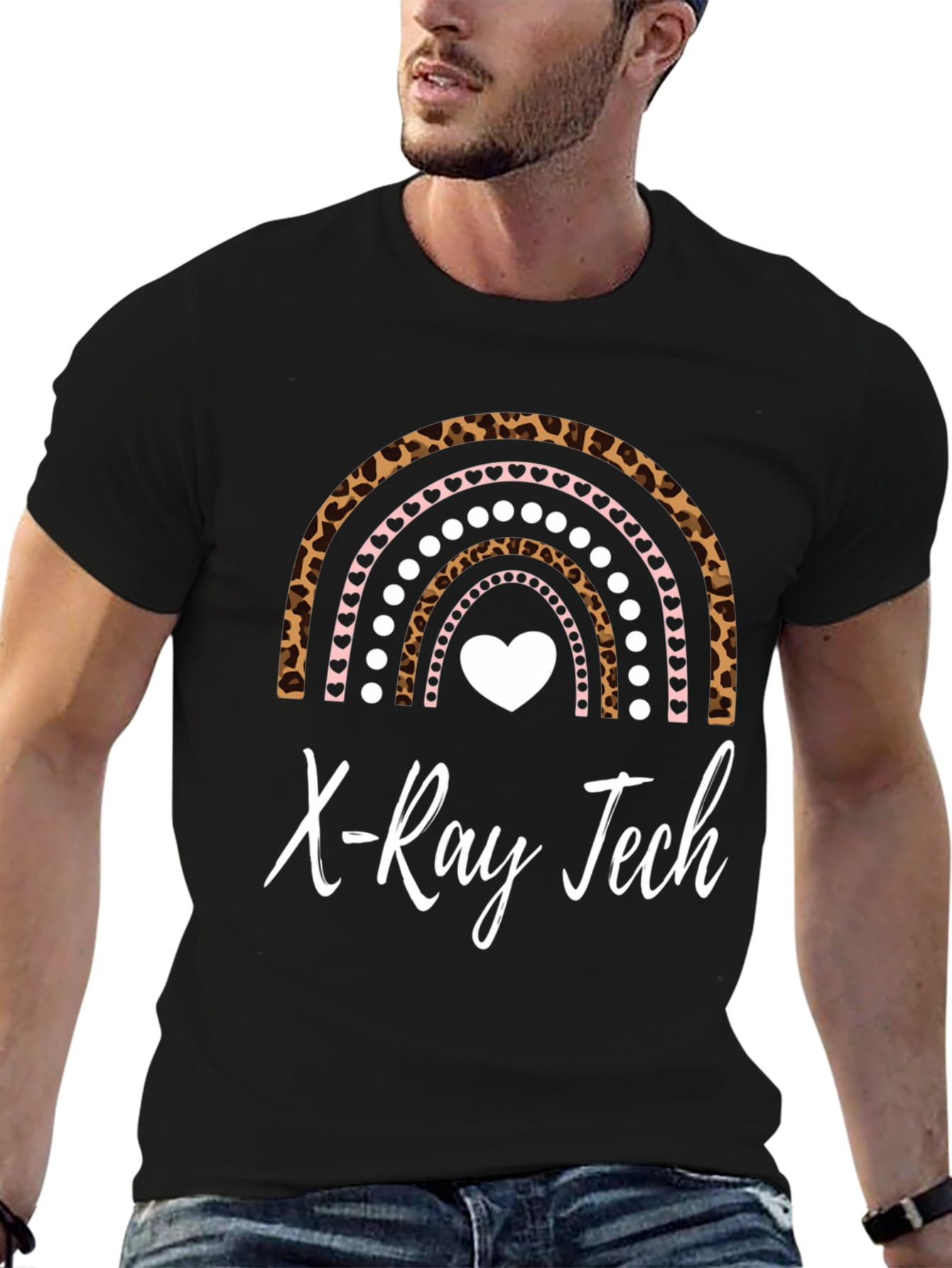 X-Ray Tech Rainbow Leopard Heart T-Shirt