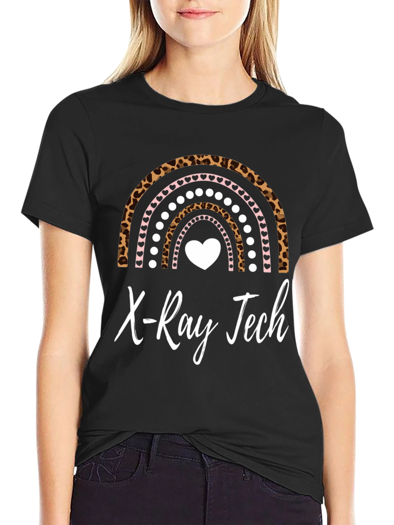 X-Ray Tech Rainbow Leopard Heart T-Shirt