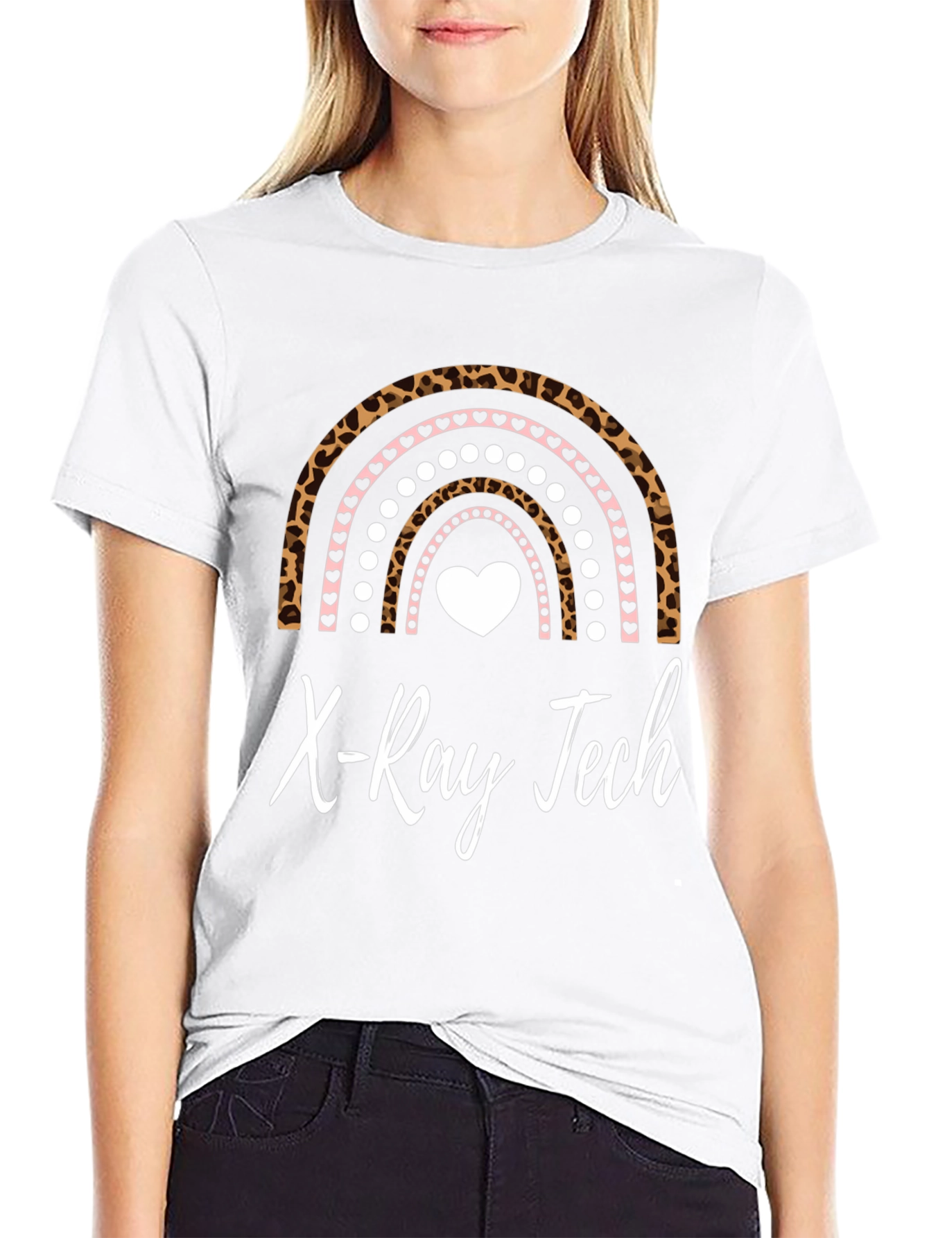 X-Ray Tech Rainbow Leopard Heart T-Shirt