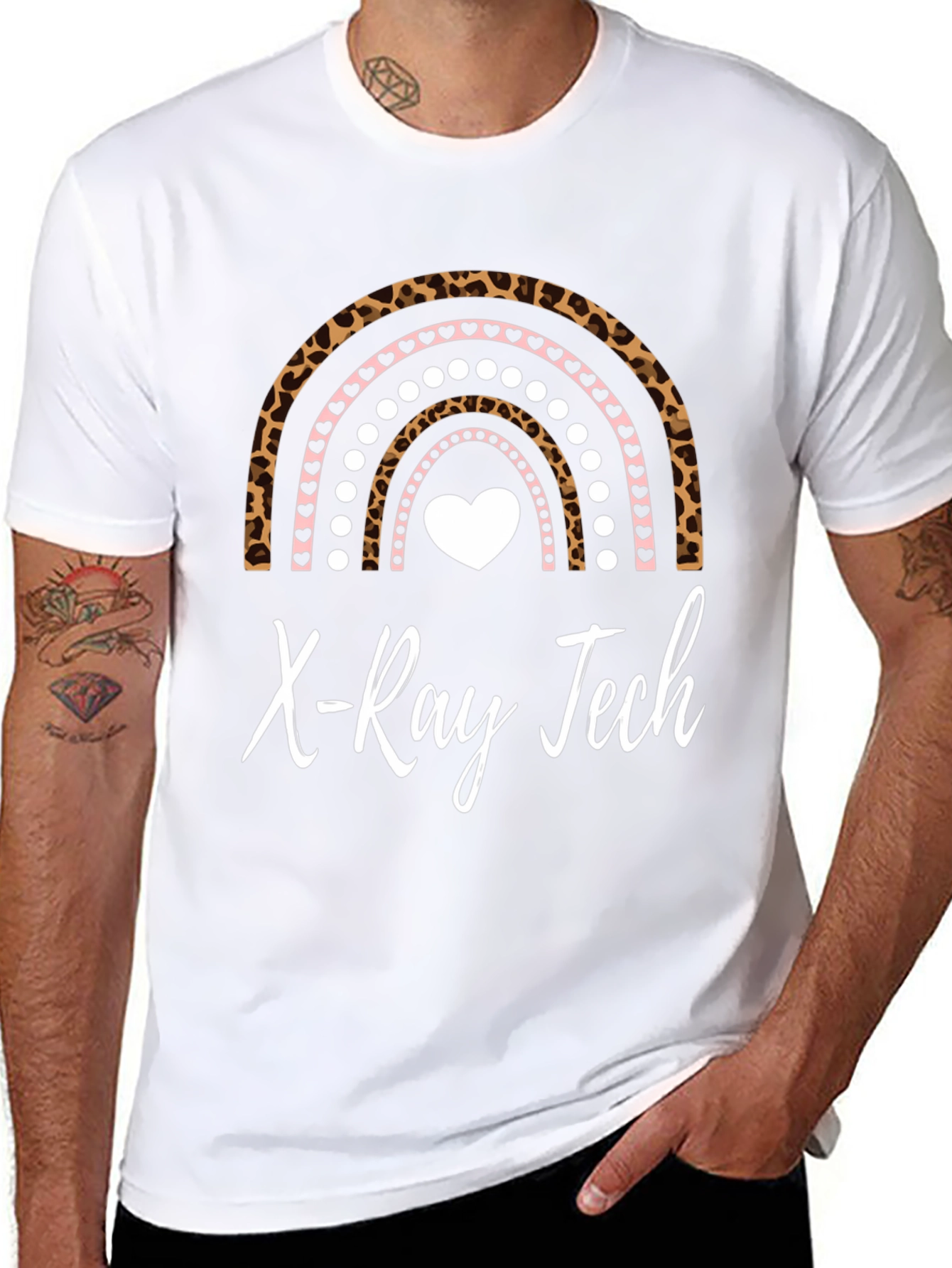 X-Ray Tech Rainbow Leopard Heart T-Shirt